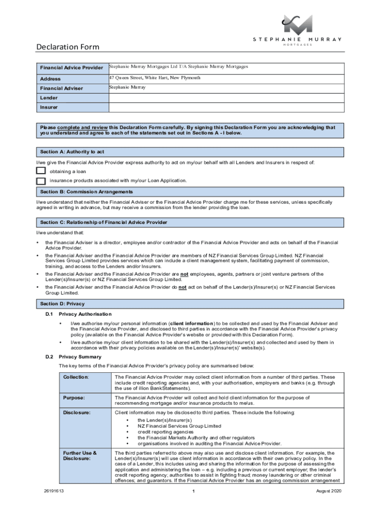 Fillable Online DECLARATION FORM.docx copy Fax Email Print - pdfFiller