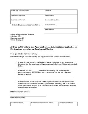 German Dental Licensing Application