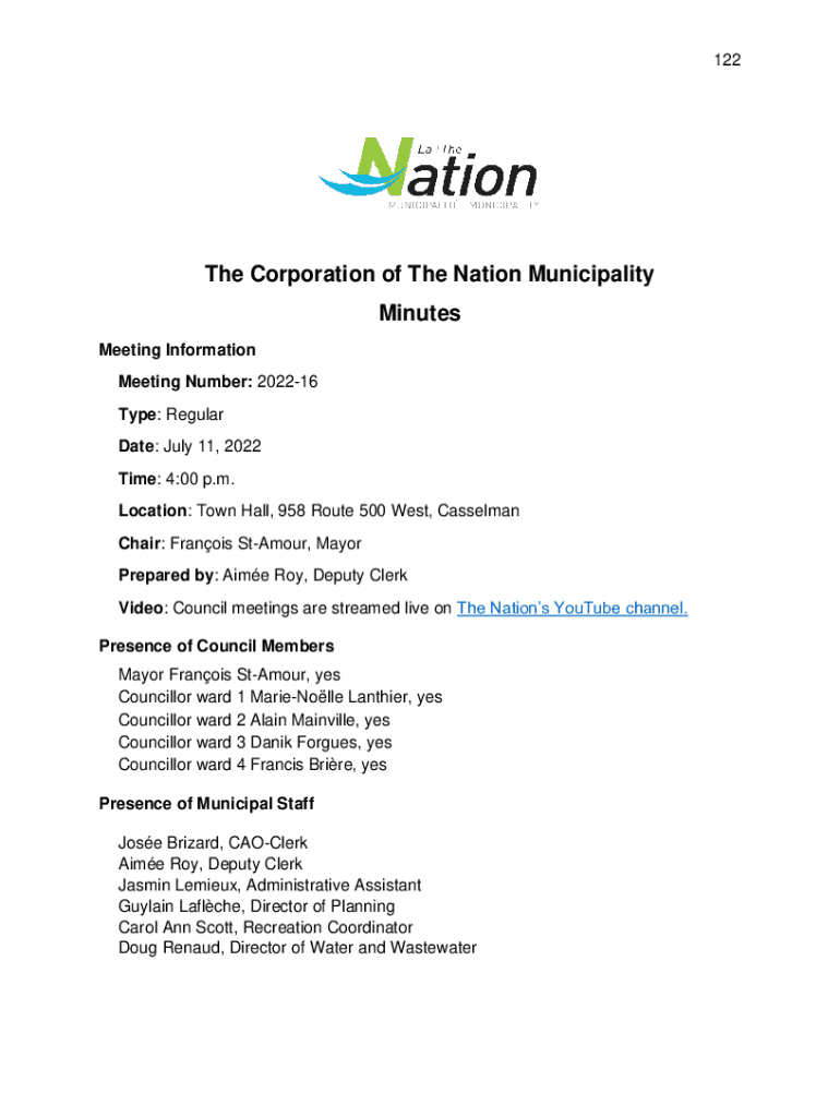 Fillable Online Location Town Hall, 958 Route 500 West, Casselman Fax