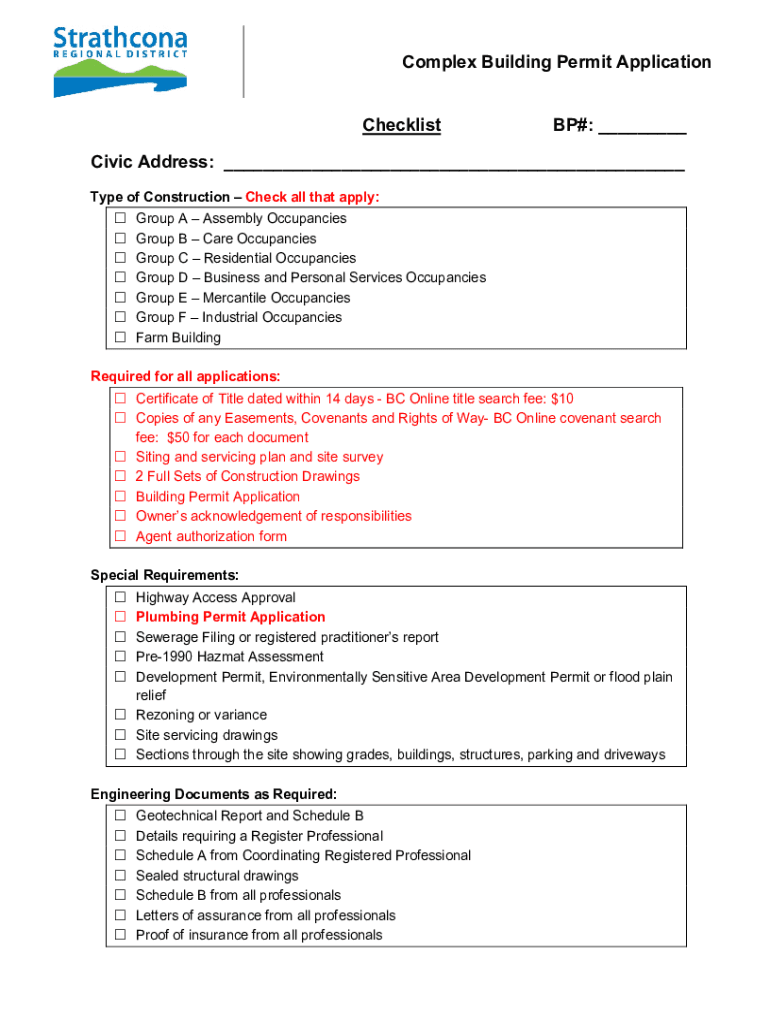 Fillable Online Building Permit Application Checklist Complex Fillable Online Building Permit Application Checklist Complex
