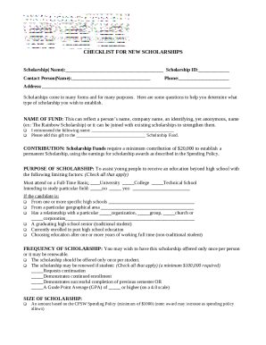 CHECKLIST FOR NEW SCHOLARSHIPS Doc Template | pdfFiller