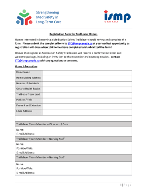 1Page Registration Form for Trailblazer Homes ...