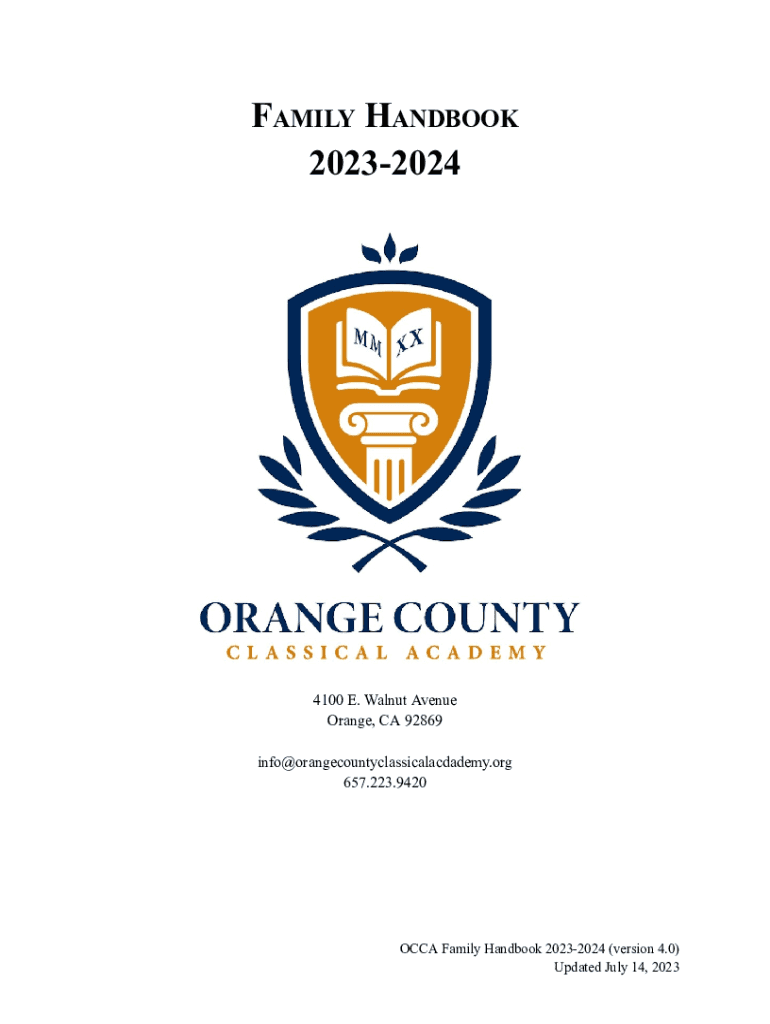 Fillable Online Parent/Pupil Handbook Orange Unified School District