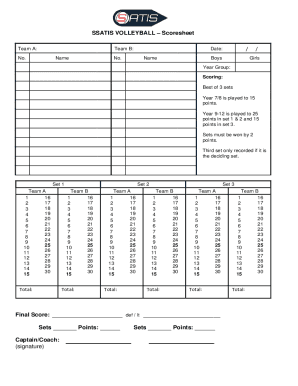 Fillable Online Volleyball Score Sheet - Fill Online, Printable ...