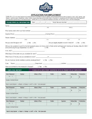 Fillable Online Jimmy John's Application Employment pdf Fax Email Print ...