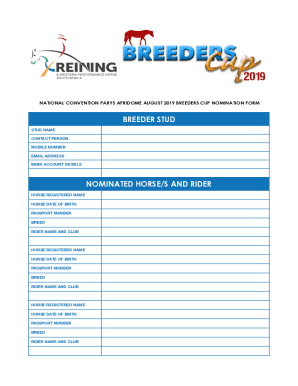 Fillable Online BREEDERS CUP NOMINATION FORM Fax Email Print - pdfFiller