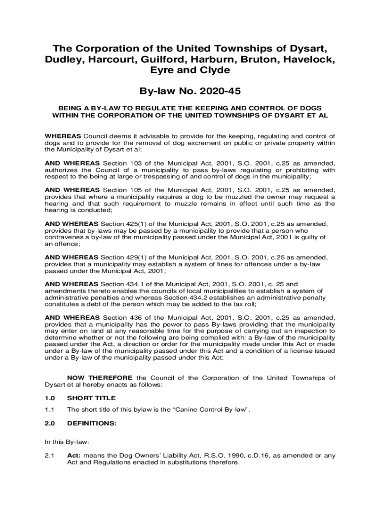 Fillable Online Comprehensive Zoning Bylaw Municipality of Dysart et