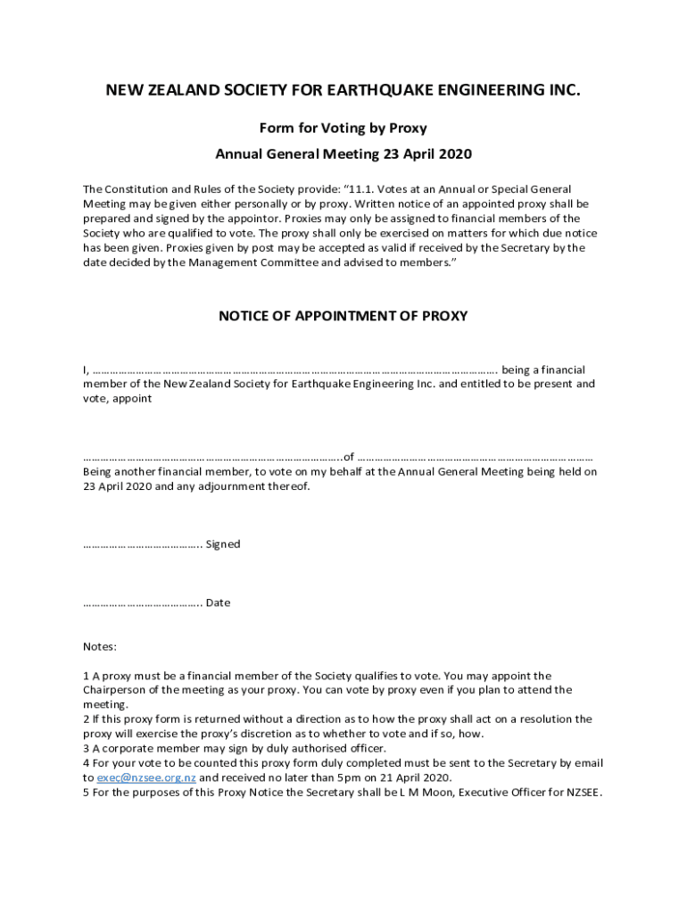 Fillable Online Form for Voting by Proxy Fax Email Print - pdfFiller