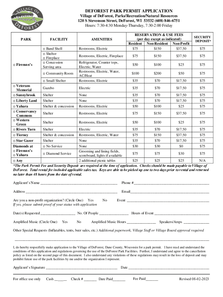 Fillable Online Committee of the Whole Village of DeForest, Wisconsin