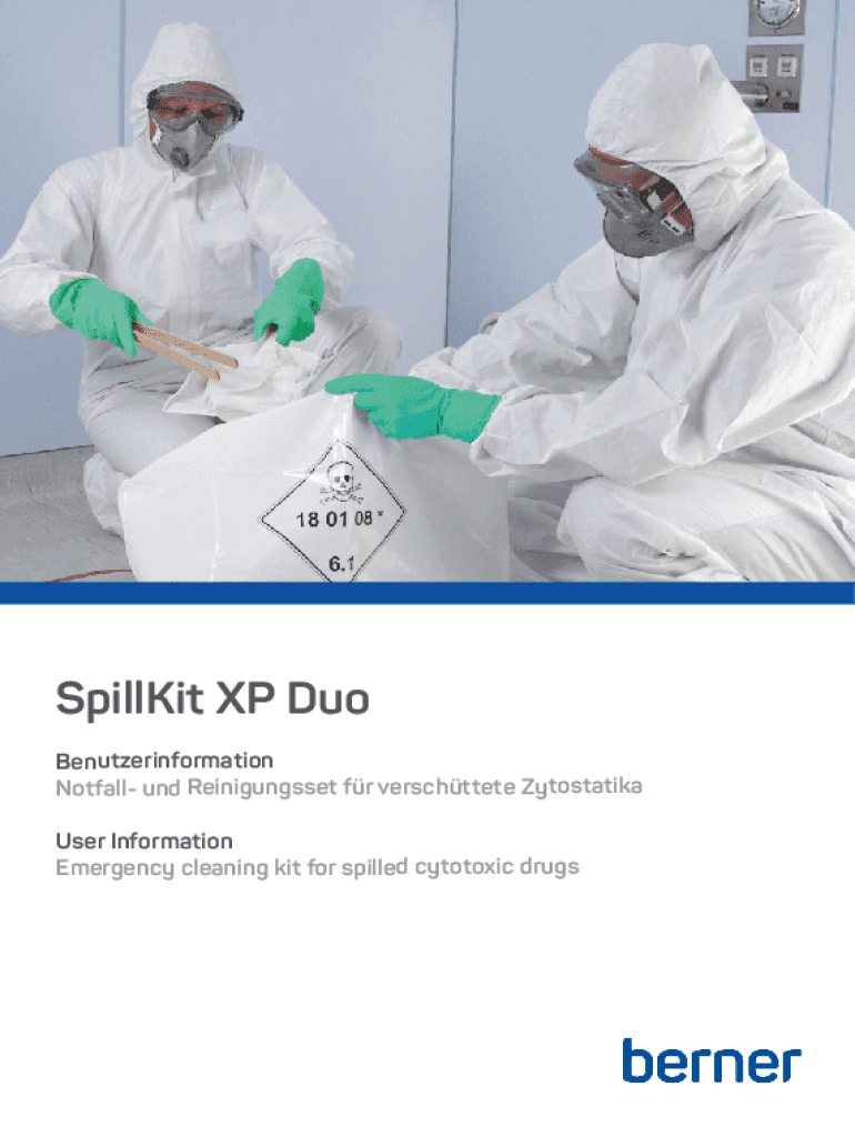 Fillable Online Berner XP Cytotoxic Spill Kit Extra Protection, Latex