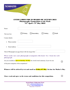 ENTRY FORM &amp;amp; TERMS FOR COMPETITION 2022 ...