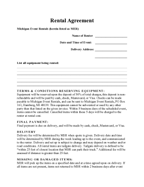 Fillable Online Free Michigan Lease Agreement Templates (7) - PDFWord ...