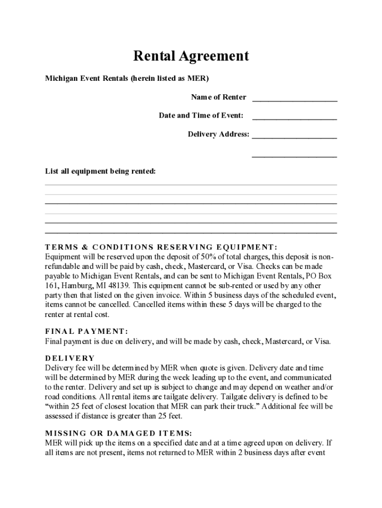 Fillable Online Free Michigan Lease Agreement Templates (7) - PDFWord ...