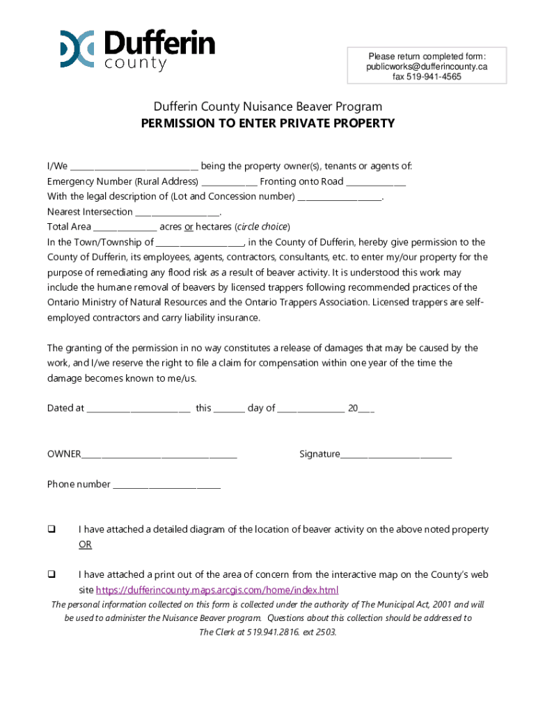 Fillable Online Free fillable Dufferin County PDF forms Fax Email Print