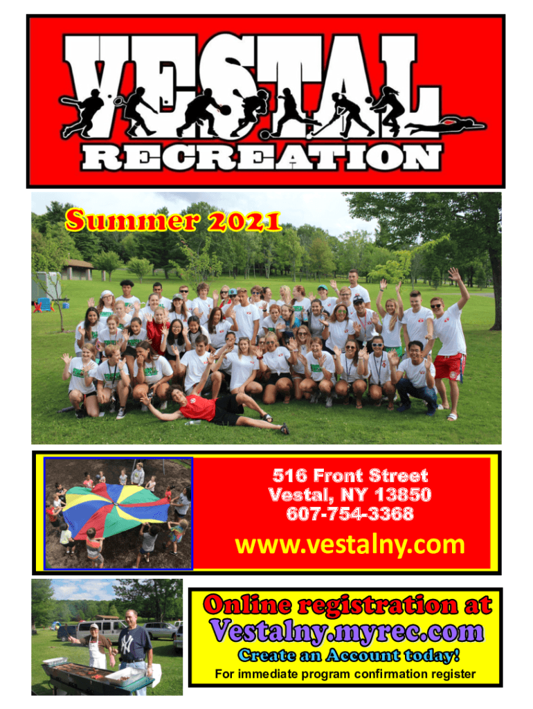 Fillable Online Vestal Town Hall Vestal Recreation Department MyRec