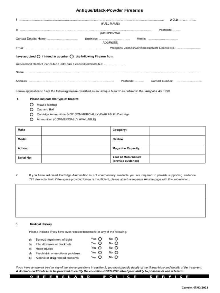 Fillable Online Antique Firearms form Fax Email Print - pdfFiller