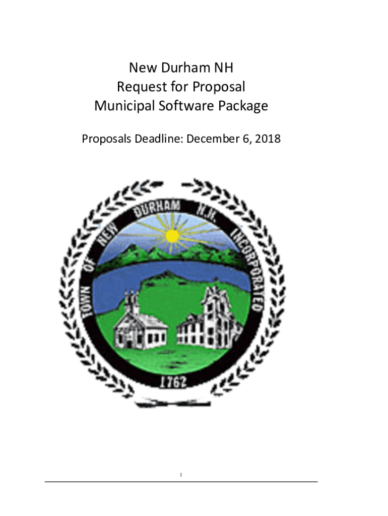 Fillable Online New Durham NH Request for Proposal Municipal Software