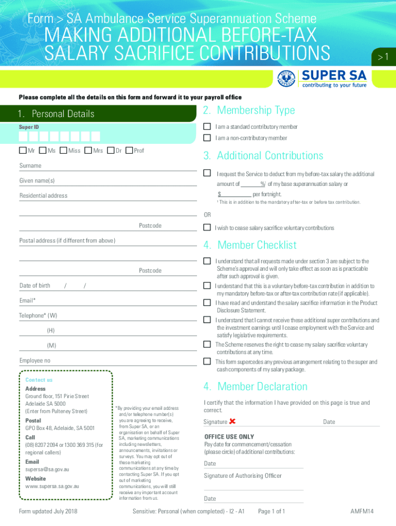 Fillable Online SA Ambulance Cover Membership form Fax Email Print