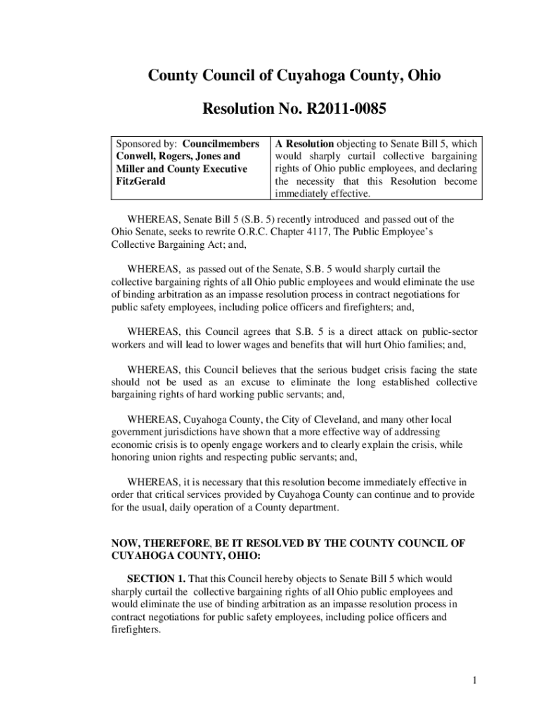 Fillable Online Cuyahoga County Council members suggest changes to