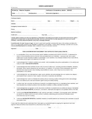 Fillable Online Jet Ski Rental Agreement for Participants Fax Email ...