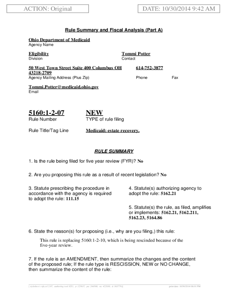 Fillable Online Ohio Administrative Code, Chapter 516012 Regulations Fax Email Print