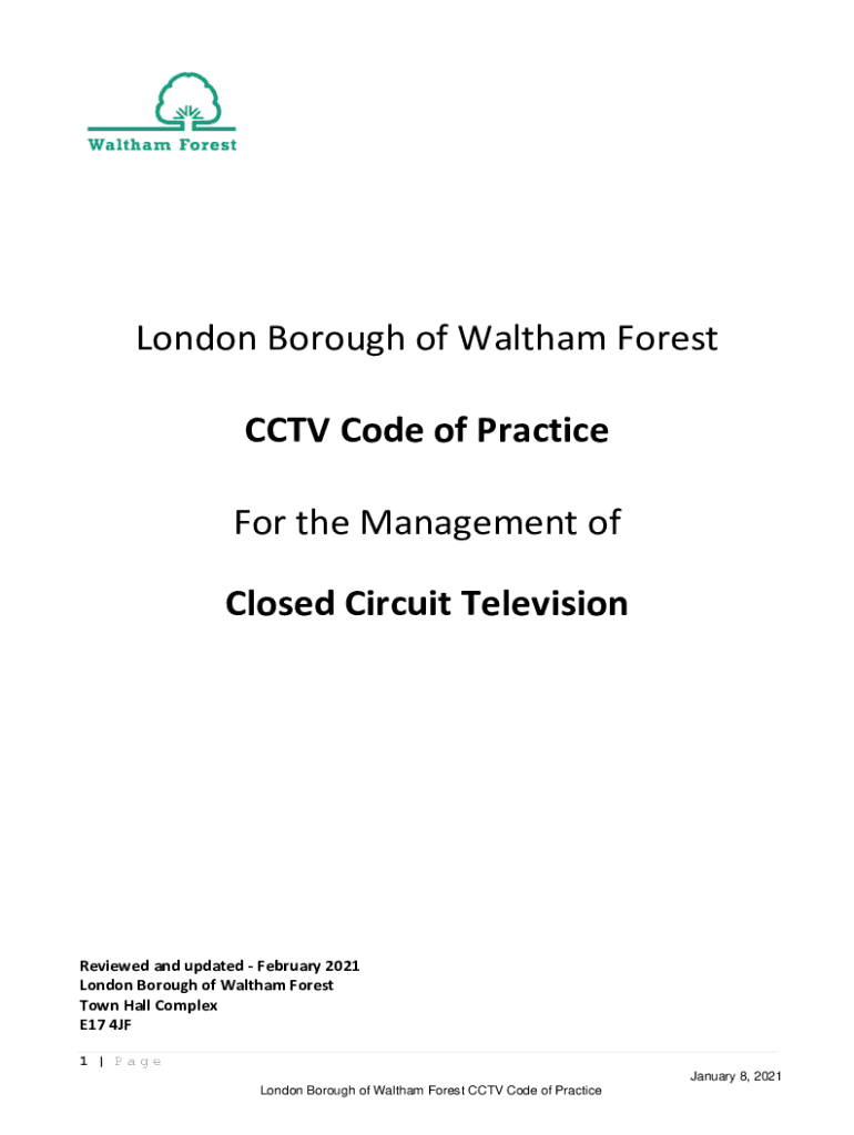 Fillable Online CCTV Code of Practice London Borough of Waltham