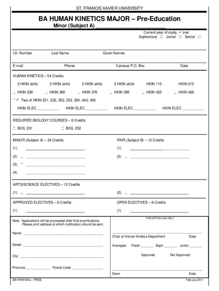 Fillable Online people stfx Human DepartmentSt. Francis Xavier