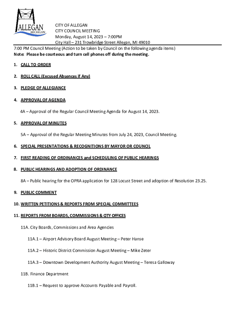 Fillable Online ROLL CALL (Excused Absences if Any) Fax Email Print