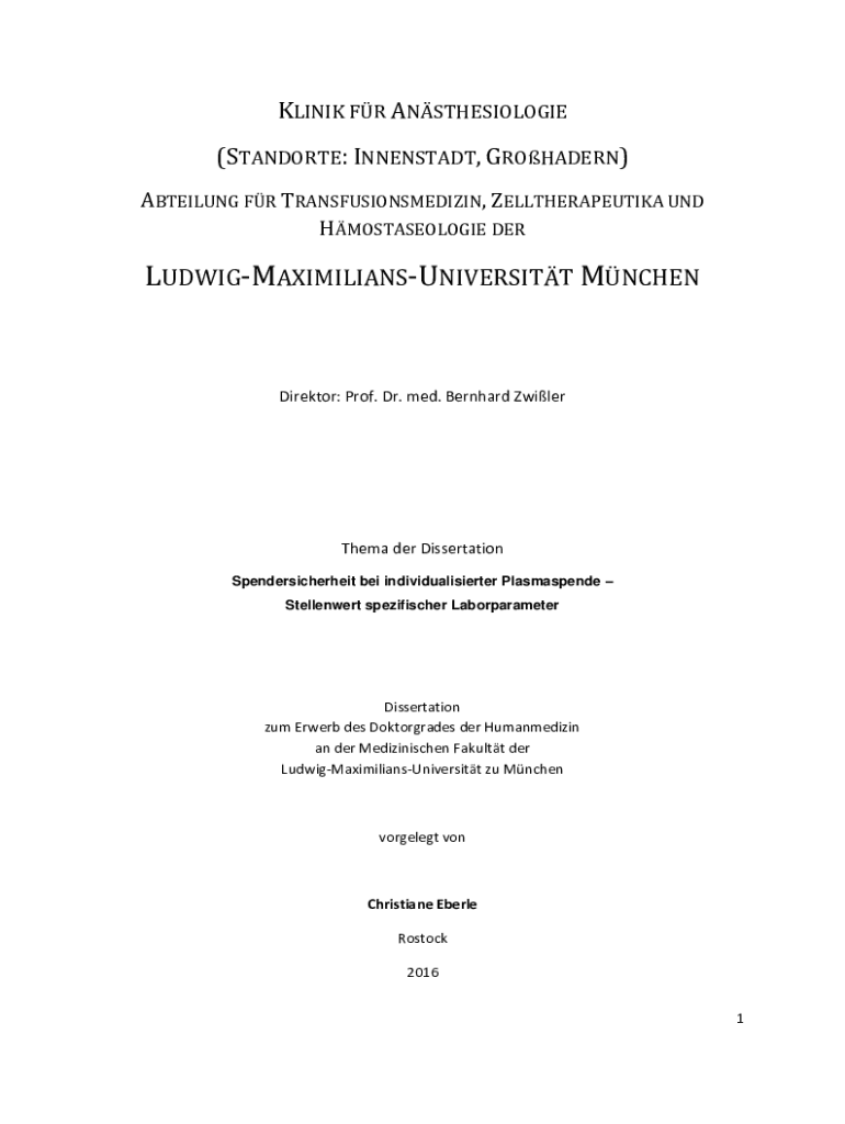Abteilung Für Transfusionsmedizin Zelltherapeutika Und Hämostaseologie