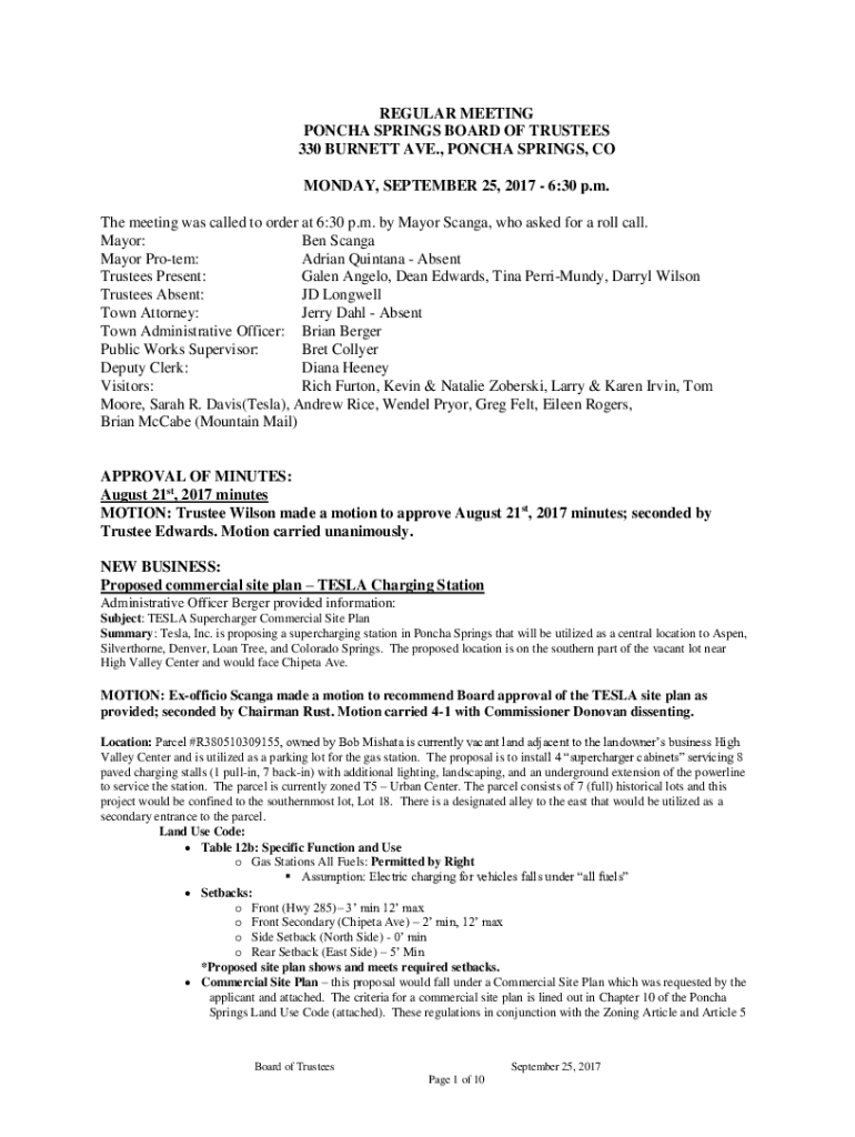 Fillable Online town of poncha springs, colorado land use and zoning