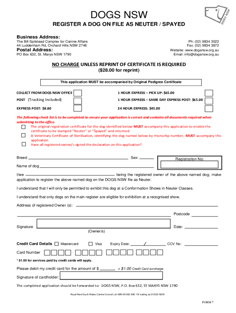 Fillable Online About UsThe German Shepherd Dog League of NSW Inc Fax ...