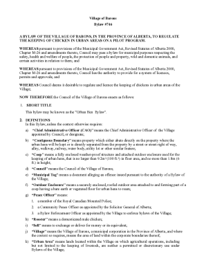 Bylaw 746- Chicken Bylaw