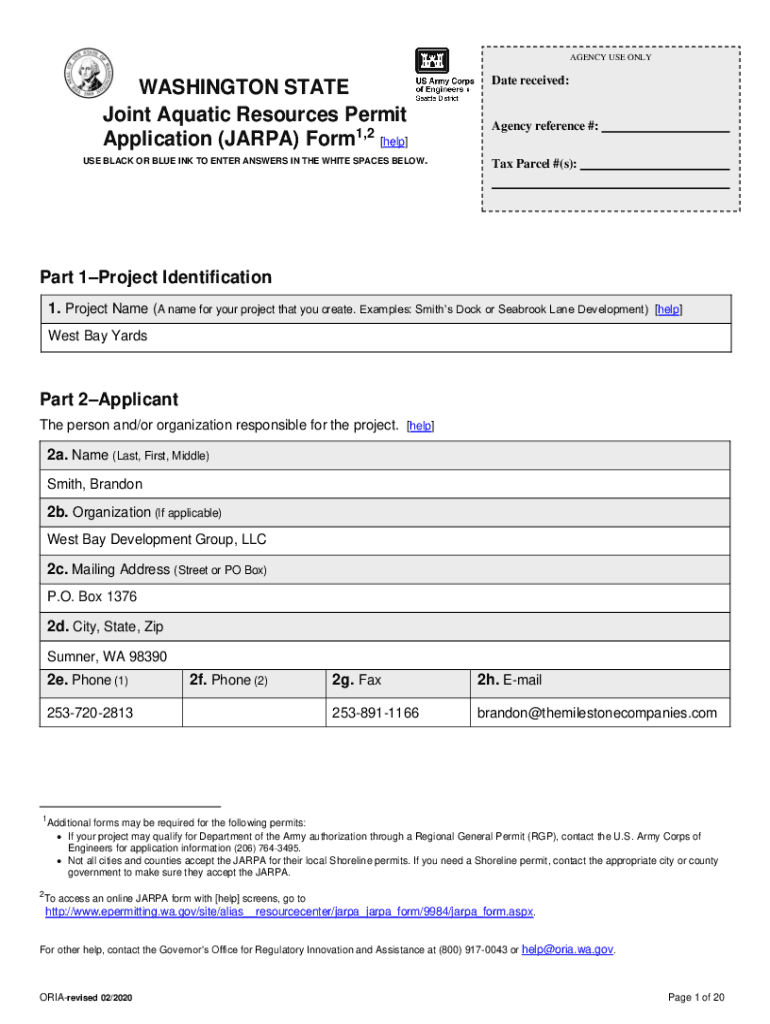 Fillable Online Joint Aquatic Resources Permit Application (JARPA) Form