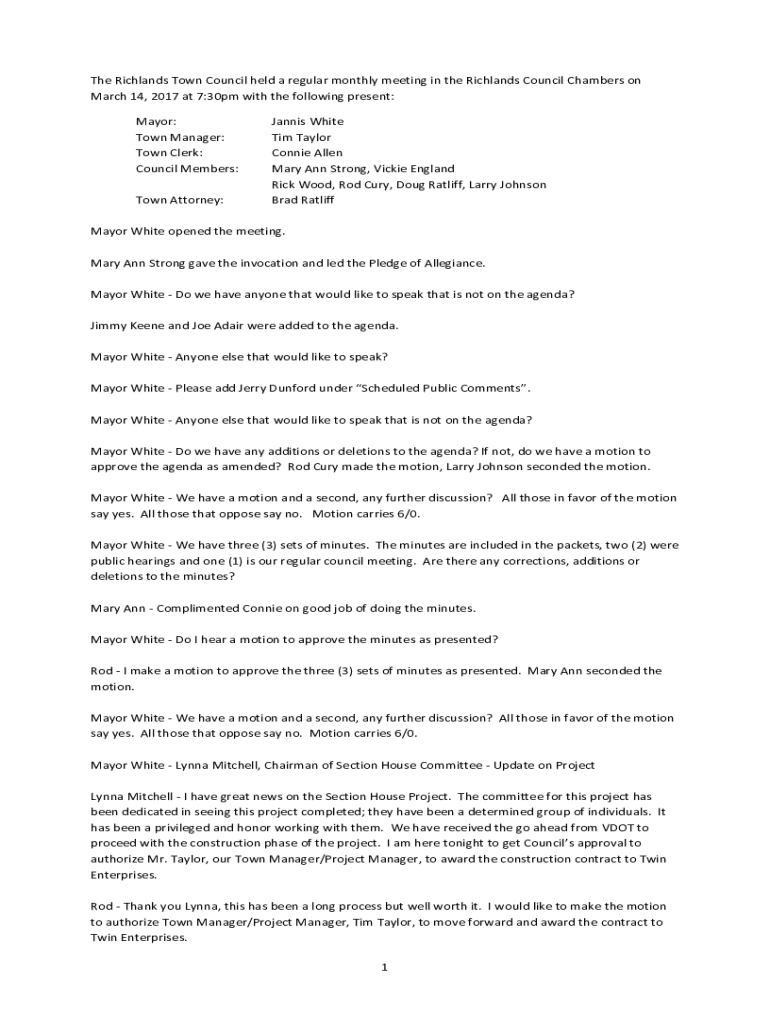 Fillable Online town richlands va Town of Richlands, Virginia Town of