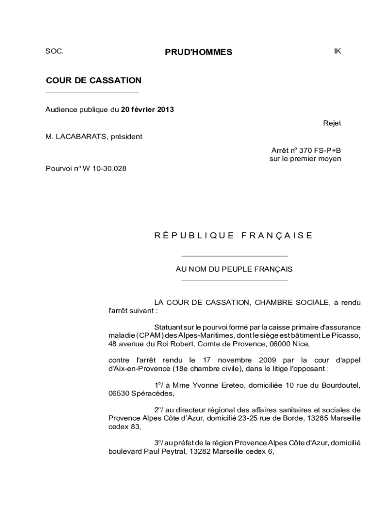 Remplissable En Ligne PRUD'HOMMES COUR DE CASSATION R... Fax Email