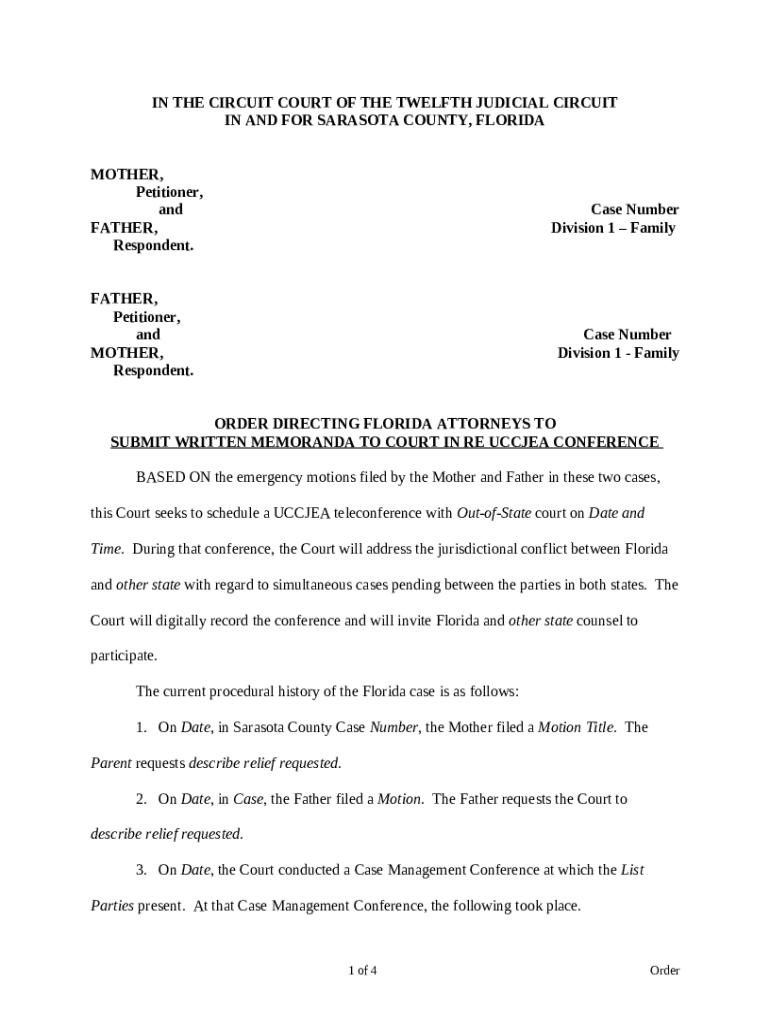 Uni Child Custody Jurisdiction and Enforcement Affidavit Doc Template