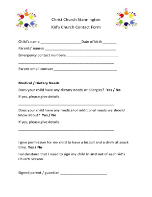 Fillable Online Christ Church Stannington Kid #39 s Church Contact Form Fax Fillable Online Christ Church Stannington Kid #39 s Church Contact Form Fax