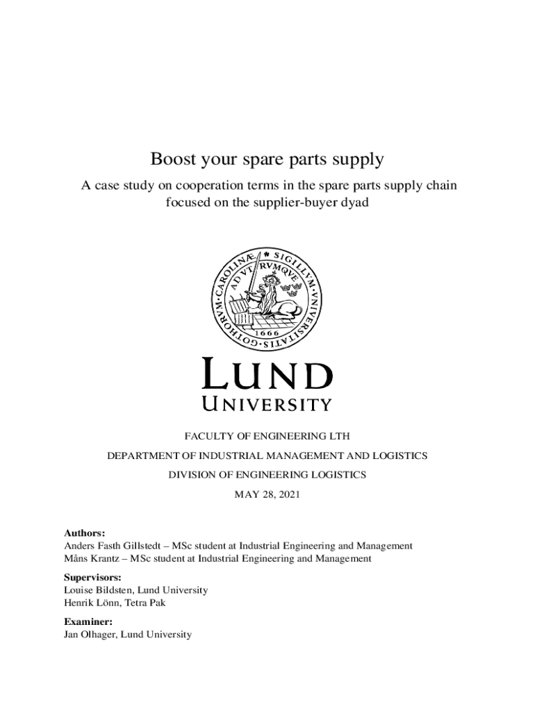 Fillable Online Spare Parts Inventory Management A Literature Review