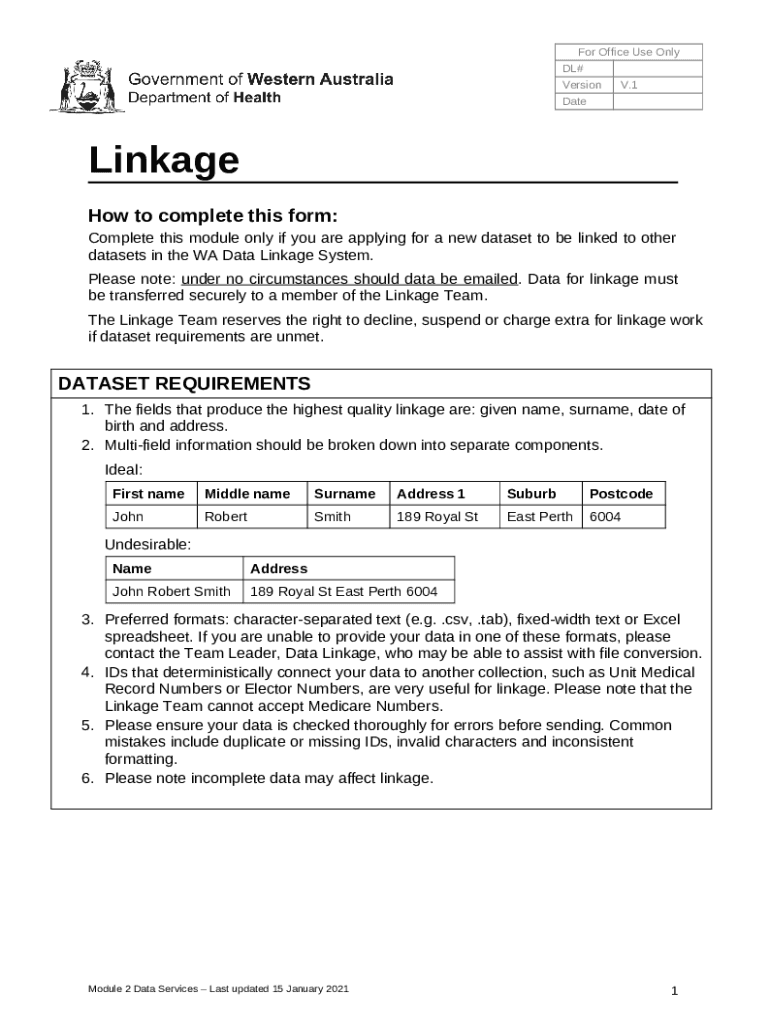 Application s Data Linkage WA Doc Template pdfFiller