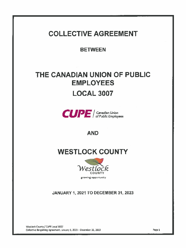 Fillable Online alberta cupe Westlock County and CUPE ink threeyear