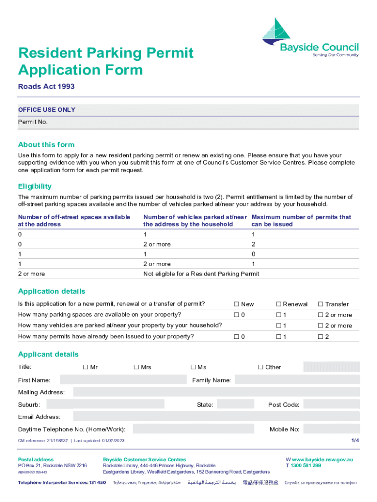 Fillable Online Resident Parking Permit Application form 202324.DOCX