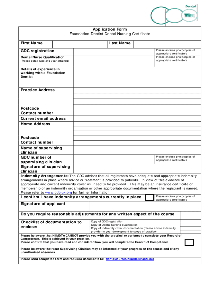 Fillable Online applicationform2324foundationdentistdental