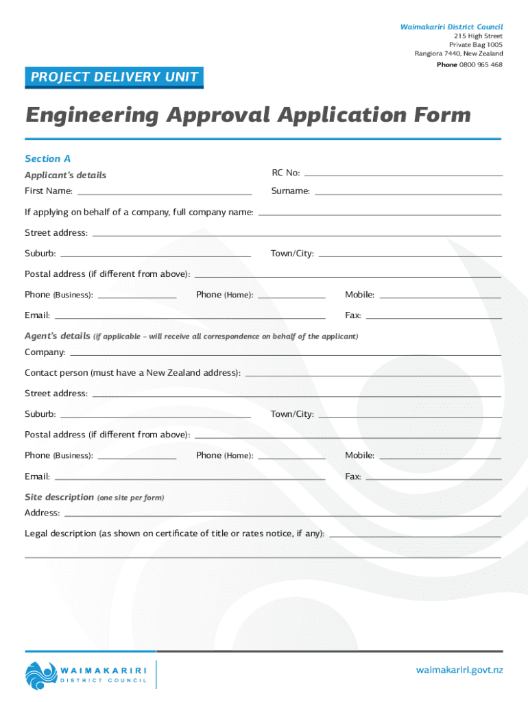 Fillable Online Engineering Approval Application Form Fax Email Print ...