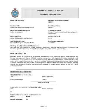 POSITION DESCRIPTION Community Service Officer Doc Template pdfFiller