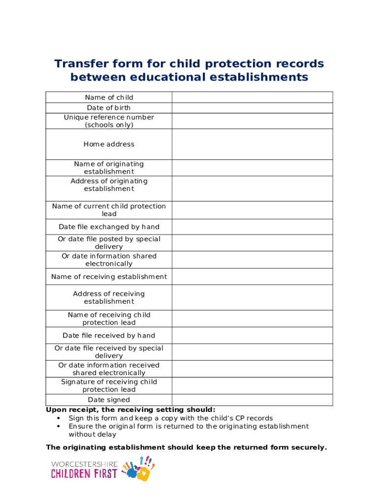 Transfer for child protection records between Doc Template pdfFiller