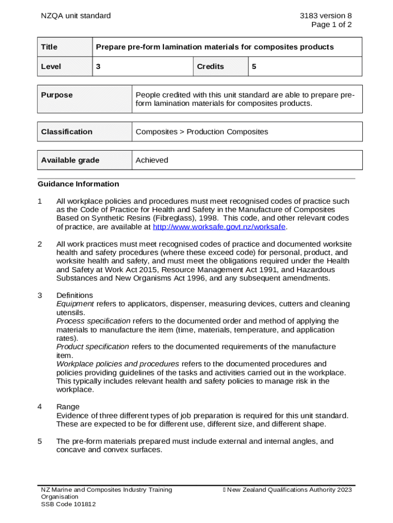 3183 Prepare pre lamination materials for composites products