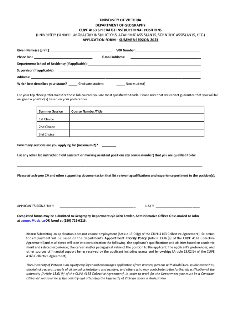 Fillable Online Specialist Instructor Positions Fax Email Print pdfFiller