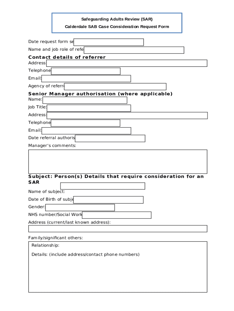 SAR Case Consideration Request Doc Template pdfFiller