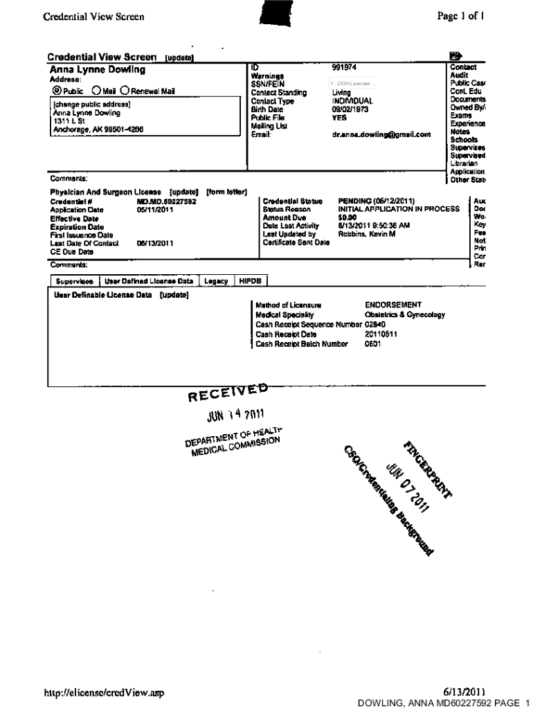 Fillable Online DowlingAnnaLynneWashingtonStatemedicallicense