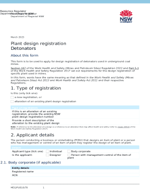 Application for registration of plant design